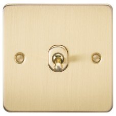 Knightsbridge 10AX 1 Gang 2 Way Flat Plate Toggle Light Switch - Brushed Brass