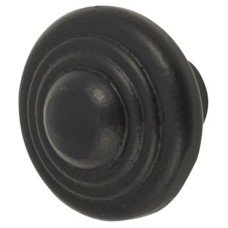 Olde Forge Ring Round Cabinet Knob - 38mm Diameter - Black Iron