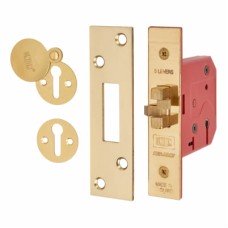 UNION 2401 5 Lever Sliding Door Lock - 78mm Case - 57mm Backset - Polished Brass
