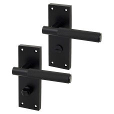 Exel Matt Black Knurled Bathroom Door Handle - Remi Range - 155 x 55mm