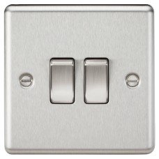 Knightsbridge 10AX 2 Gang 2 Way Round Edge Light Switch - Brushed Chrome Knightsbridge 10AX 2 Gang 2 Way Round Edge Light Switch - Brushed Chrome