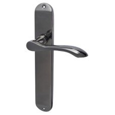 Hampstead Black Nickel Latch Door Handle - Long Plate - Altea Range - 240 x 40mm