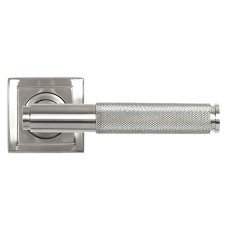 From The Anvil Satin Stainless Steel Knurled Door Handles on Square Rose - Brompton Range 