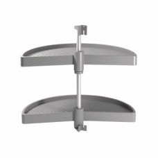 Emuca 1/2 Tray Carousel Set - Cabinet Width 900mm - Grey Plastic