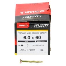 TIMCO Velocity Pozi Countersunk Wood Screws - 6.0 x 60mm - Yellow Zinc - Pack of 200