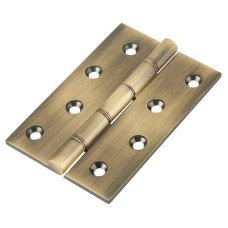 Double Phosphor Bronze Washered Butt Door Hinge - 100 x 67 x 3.5mm - Antique Brass - Pair