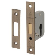 Exel Contract Euro Profile Deadlock - 65mm Case - 44mm Backset - Antique Brass