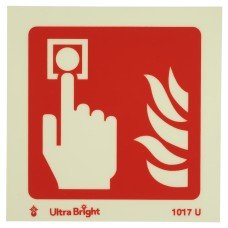 Exel Photoluminescent Fire Alarm Symbol Sign - 100 x 100mm - Rigid Plastic