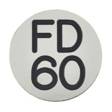 Exel FD60 Fire Door Sign - Self Adhesive - 25mm Diameter - Rigid Plastic - Silver