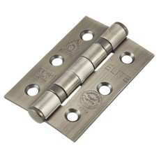 Twin Ball Bearing Grade 7 Butt Fire Door Hinge - 76 x 51 x 2mm - Antique Brass - Pair
