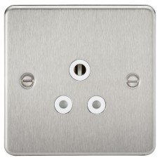 Knightsbridge 5A Flat Plate Unswitched Round Pin Socket - Brushed Chrome with White Insert