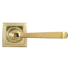 From The Anvil Polished Brass Door Handles on Square Rose - Avon Range 