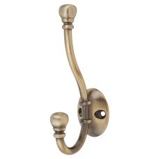 Exel Diecast Ball End Single Hat & Coat Hook - 130 x 35mm - Antique Brass