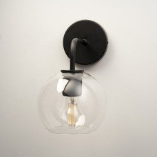 Exel Noord Knurled Indoor Wall Light - Matt Black Fittings and Domed Clear Glass Shade 