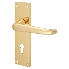 Exel Polished Brass Victorian Straight Keyhole Lock Door Handle - 155 x 42mm Exel Polished Brass Victorian Straight Keyhole Lock Door Handle - 155 x 42mm