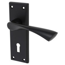 Serozzetta by Carlisle Brass Matt Black Keyhole Lock Door Handle - Venti Range - 150 x 50mm