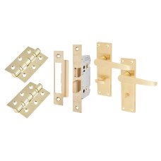 Exel Budget Straight Bathroom Lock Door Handle Kit - Satin Brass
