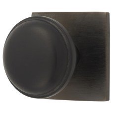 Alexander & Wilks Quantock Cabinet Knob on Square Backplate - 34mm Diameter - PVD Dark Bronze