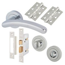 Exel Carina Bathroom Lock Door Handle on Rose Kit - Polished Chrome