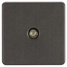 Knightsbridge 1 Gang Screwless Flat Plate Non Isolated TV Outlet - Smoked Bronze
