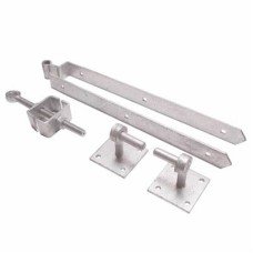 Heavy Duty Adjustable Field Gate Hinge Set On Plates - 300 x 85mm - Galvanised
