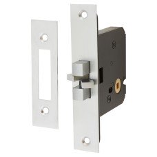 Jedo Sliding Door Bathroom Lock - 76mm Case - 56mm Backset - Satin Chrome