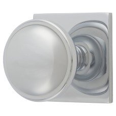 Alexander & Wilks Quantock Cabinet Knob on Square Backplate - 34mm Diameter - Polished Chrome