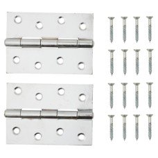 Steel Butt Door Hinge - 100 x 67mm - Chrome - Pair
