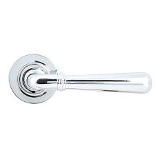From The Anvil Polished Chrome Door Handles on Round Screw On Rose - Newbury Range 