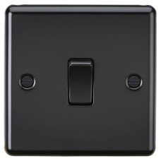 Knightsbridge 10AX 1 Gang 2 Way Round Edge Light Switch - Matt Black Knightsbridge 10AX 1 Gang 2 Way Round Edge Light Switch - Matt Black