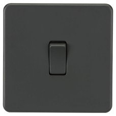 Knightsbridge 10AX 1 Gang Screwless Flat Plate Double Pole Light Switch - Anthracite