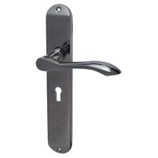 Hampstead Black Nickel Keyhole Lock Door Handle - Long Plate - Altea Range - 240 x 41mm