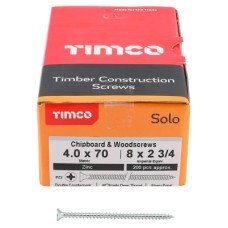 TIMCO Solo Chippy Pozi Countersunk Wood Screws - 4.0 x 70mm - Zinc Plated - Pack of 200