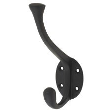 Victorian Heavy Duty Single Hat & Coat Hook - 143 x 65mm - Matt Black