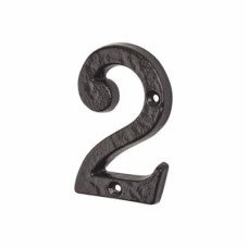 Elan 76mm Screw Fix Door Numeral - 2 - Metalized Antique Black Iron