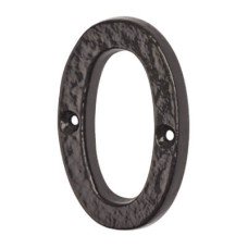 Elan 76mm Screw Fix Door Numeral - 0 - Metalized Antique Black Iron