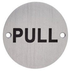 Exel Pull Door Sign - 75mm Diameter - Satin Aluminium Exel Pull Door Sign - 75mm Diameter - Satin Aluminium