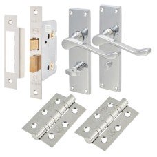 Exel Victorian Scroll Bathroom Lock Door Handle Kit - Polished Chrome