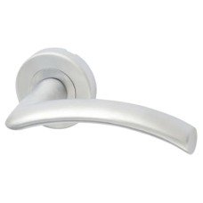 Heritage Brass by M Marcus Satin Chrome Door Handles on Round Rose - Centaur Range 