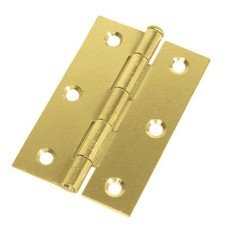 Loose Pin Steel Butt Door Hinge - 89 x 58mm - Polished Brass - Pair