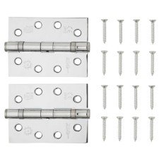 Jedo Twin Ball Bearing Steel Grade 11 Butt Fire Door Hinge - 102 x 76 x 2.7mm - Pol Chrome - Pair