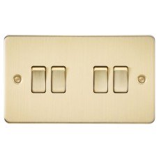 Knightsbridge 10AX 4 Gang 2 Way Flat Plate Light Switch - Brushed Brass