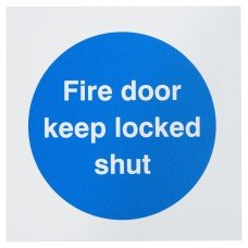 Exel Fire Door Keep Locked Shut Door Sign - 100 x 100mm - Rigid Plastic