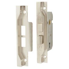 2 Lever Pre Rebated Sashlock - 64mm Case - 44mm Backset - Nickel Plated