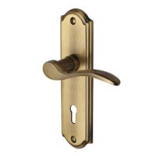 Heritage Brass by M Marcus Antique Brass Scroll Keyhole Lock Door Handle - Howard Range - 171 x 48mm