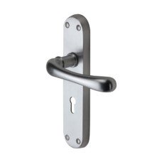 M Marcus Satin Chrome Keyhole Lock Door Handle - Donna Range - 183 x 42mm
