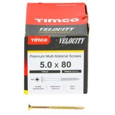 TIMCO Velocity Pozi Countersunk Wood Screws - 5.0 x 80mm - Yellow Zinc - Pack of 200