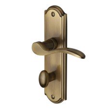 Heritage Brass by M Marcus Antique Brass Scroll Bathroom Door Handle - Howard Range - 171 x 48mm