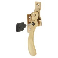 Exel Cast Victorian Locking Wedge Casement Window Fastener - Reversible - Polished Brass