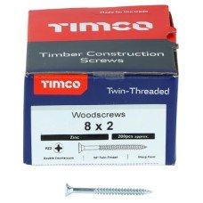 TIMCO Twin Threaded Pozi Countersunk Wood Screws - 8 x 2